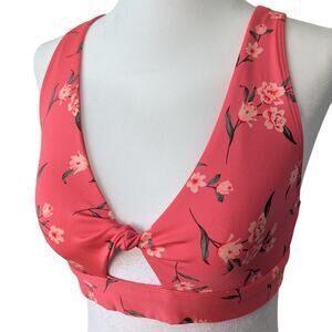 PINK Sport Ultimately Lightly Lined Hot Pink Floral Racerback Sports Bra Medium